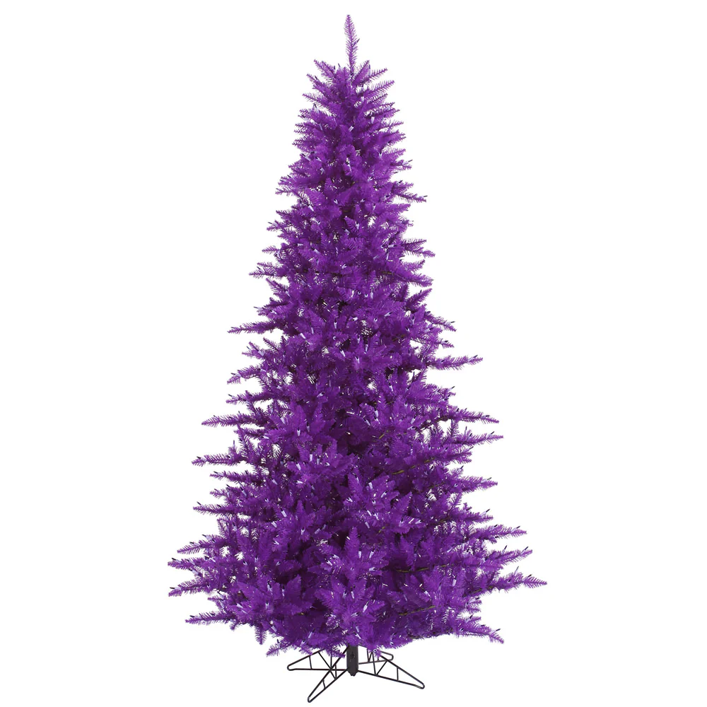 4'6"Hx34"W Fir Artificial Christmas Tree, Unlit -Purple