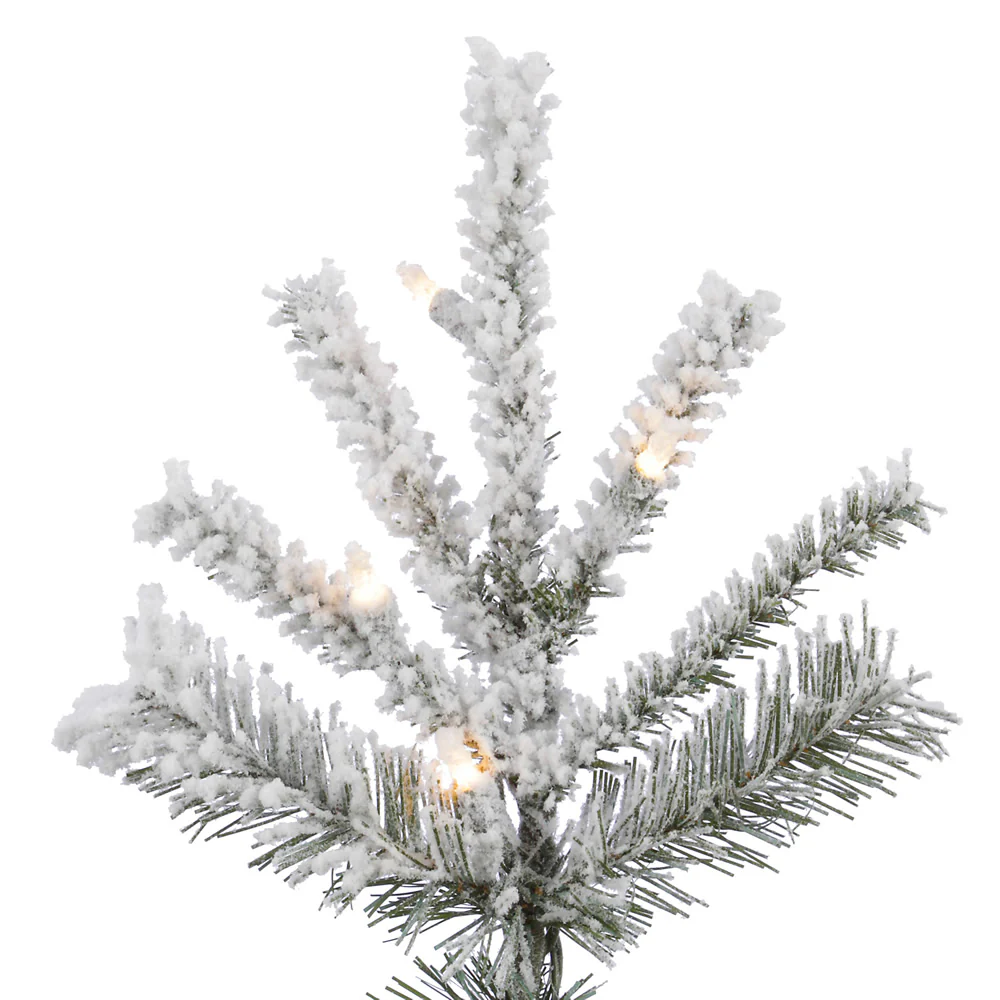4'6"Hx36"W Flocked Sierra Artificial Christmas Tree, LED Pre-Lit -White/Green - Image 2