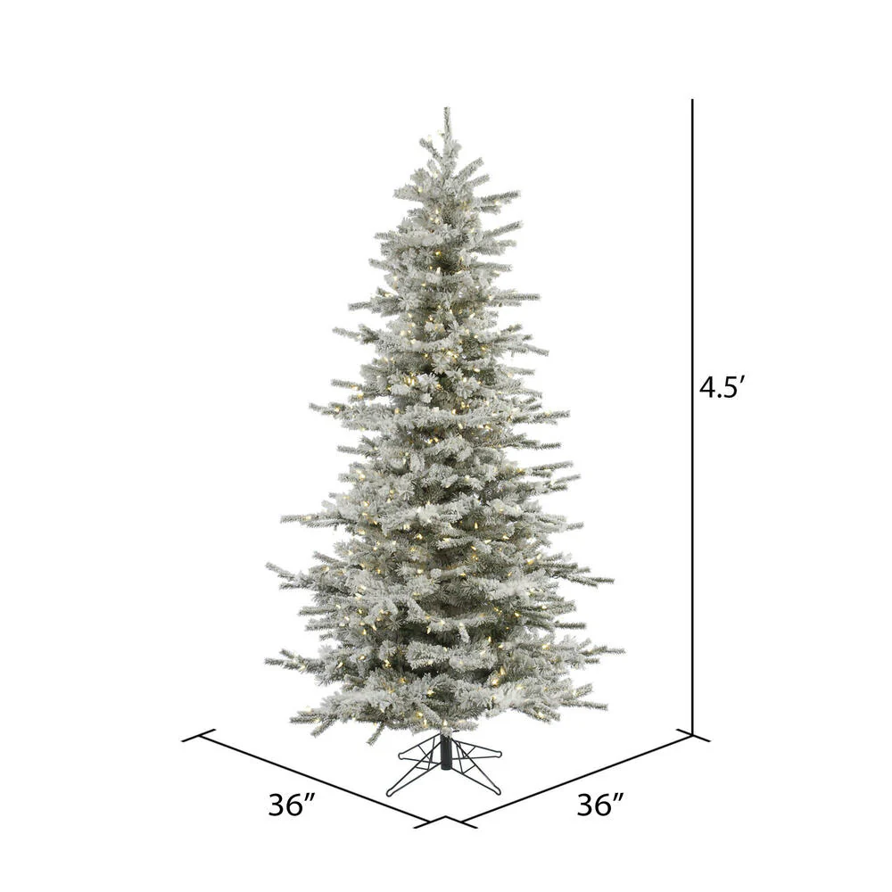 4'6"Hx36"W Flocked Sierra Artificial Christmas Tree, LED Pre-Lit -White/Green - Image 3