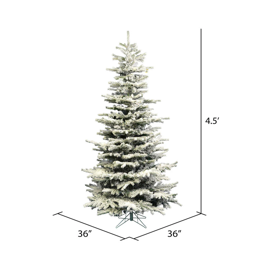 4'6"Hx36"W Flocked Sierra Artificial Christmas Tree, Unlit -White/Green - Image 3