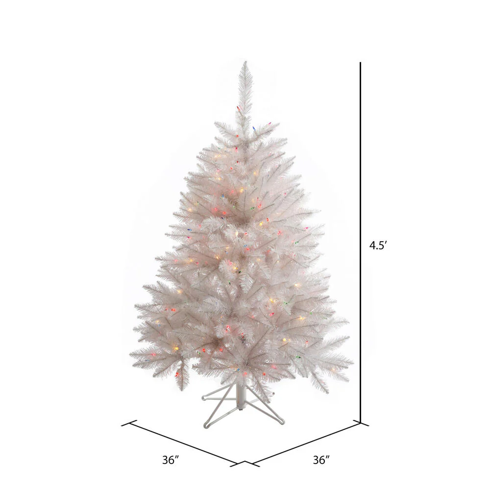 4'6"Hx36"W Sparkle White Spruce Artificial Christmas Tree, LED Pre-Lit (Multicolor) -White - Image 3