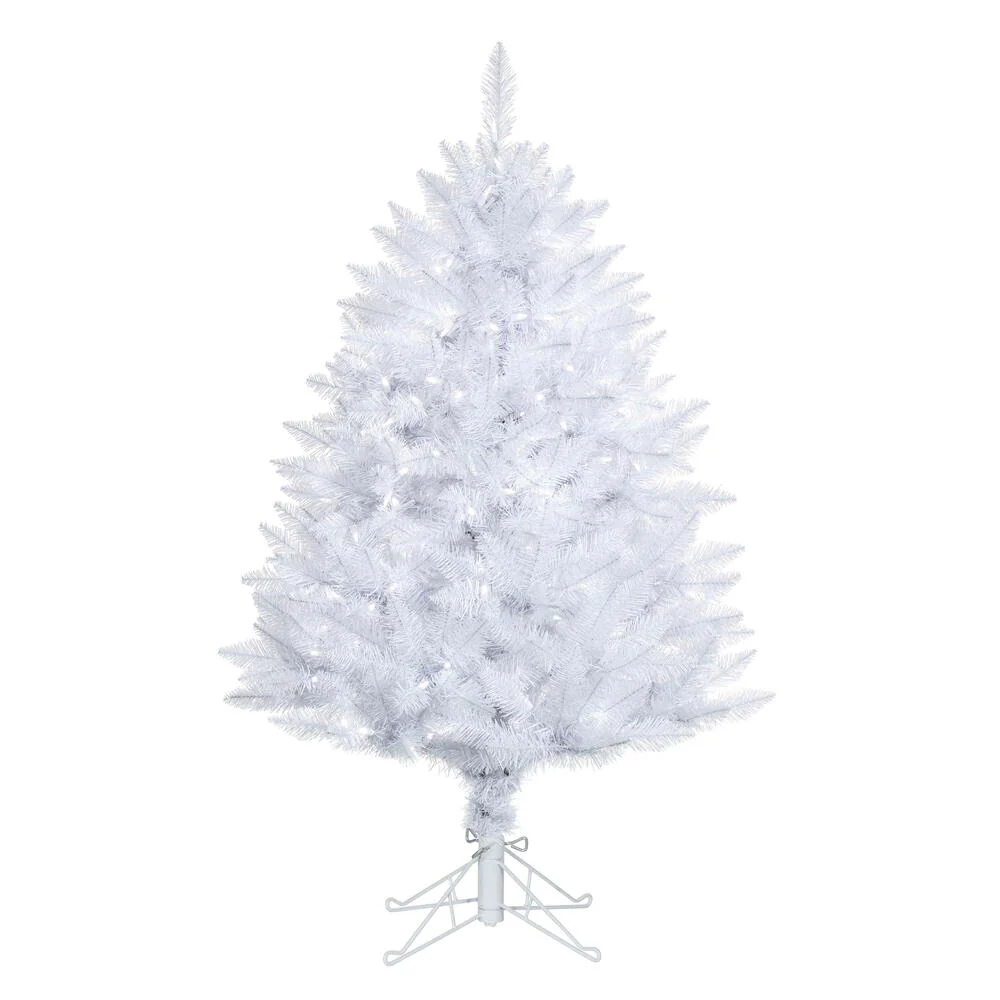 4'6"Hx36"W Sparkle White Spruce Artificial Christmas Tree, LED Pre-Lit -White