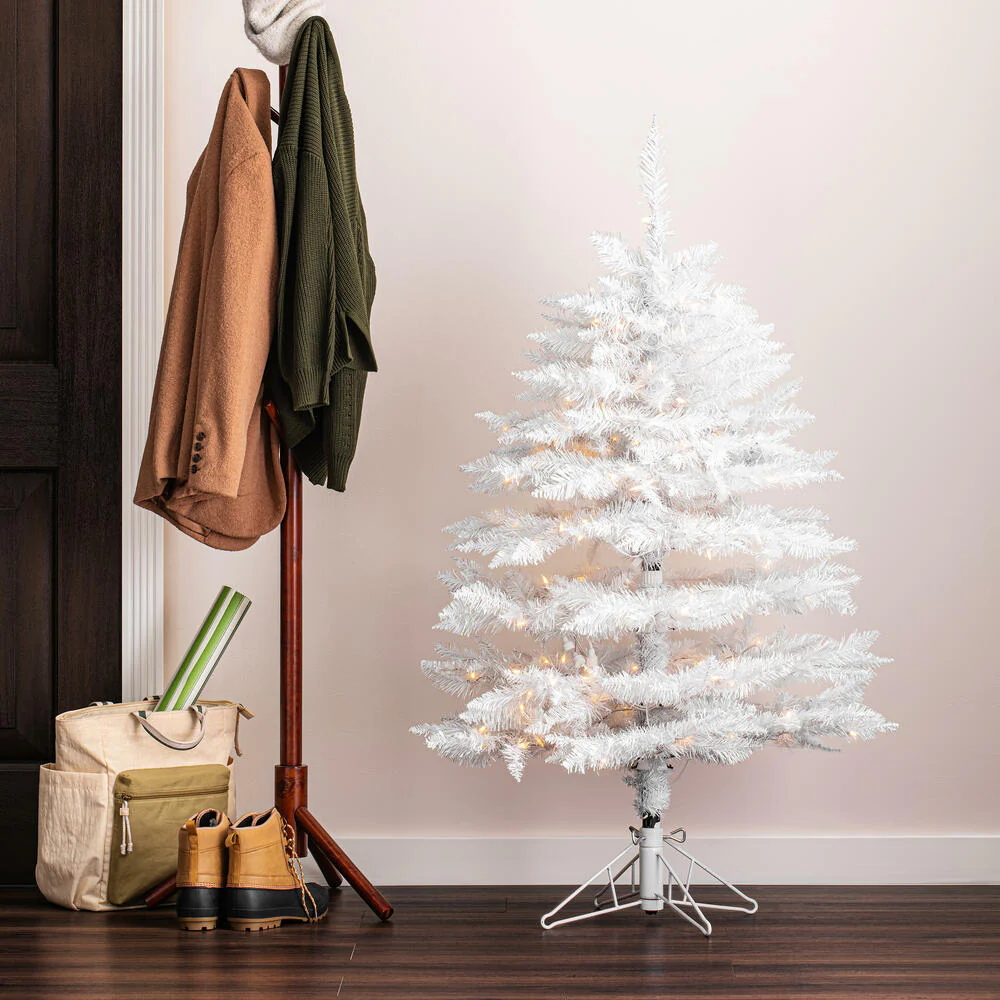 4'6"Hx36"W Sparkle White Spruce Artificial Christmas Tree, LED Pre-Lit -White - Image 6