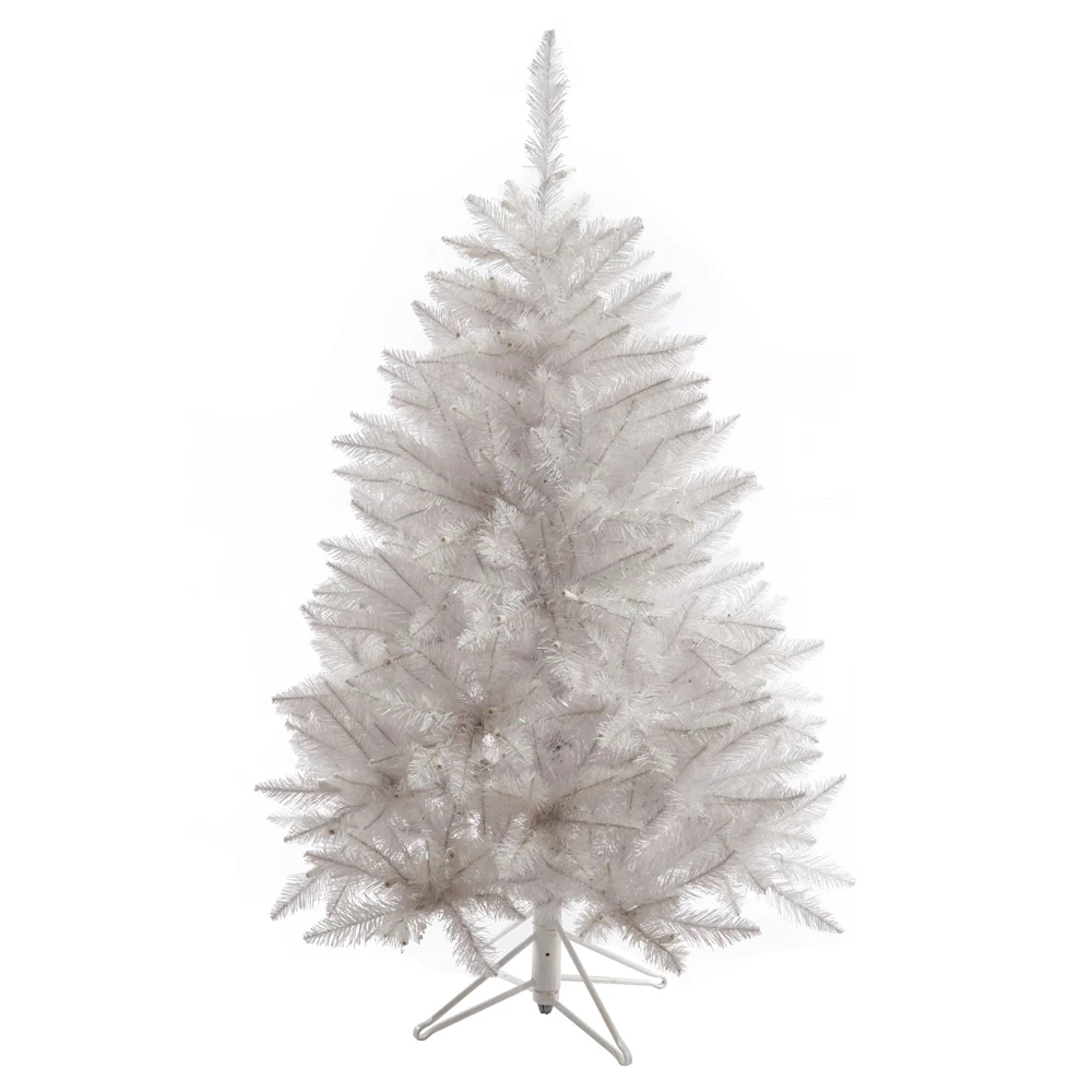 4'6"Hx36"W Sparkle White Spruce Artificial Christmas Tree, Unlit -White