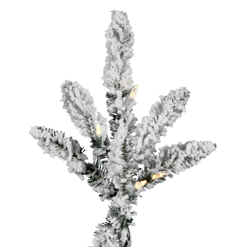 4'6"Hx41"W Flocked Utica Fir Artificial Christmas Tree, LED Pre-Lit -White/Green - Image 2