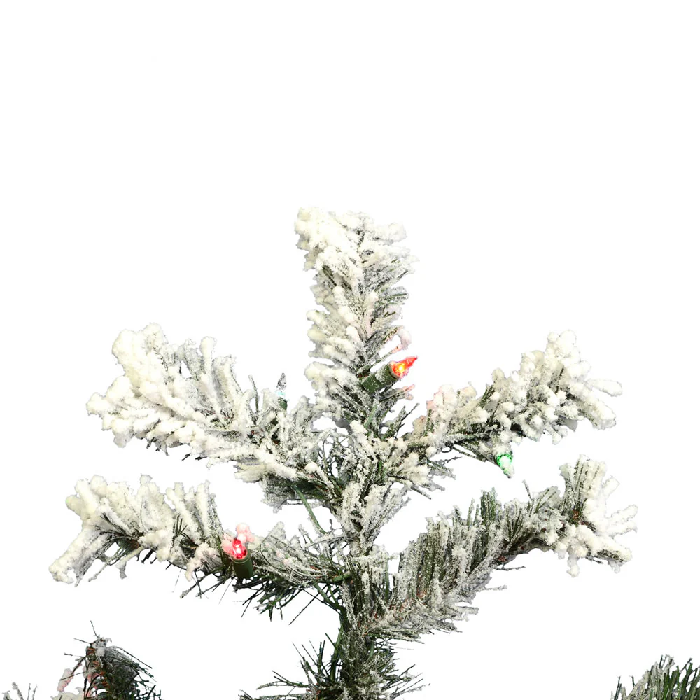 4'6"Hx44"W Flocked Alaskan Pine Artificial Christmas Tree, LED Pre-Lit (Multicolor) -White - Image 2