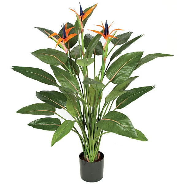 4'7" Bird Of Paradise Silk Plant w/Pot -Orange/Green