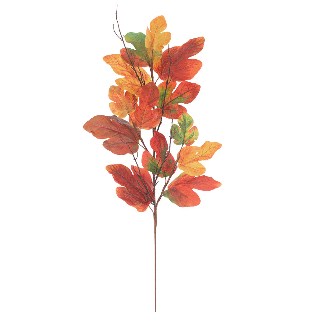 47" Fig Leaf Silk Stem -Orange/Burgundy (Pack of 12)