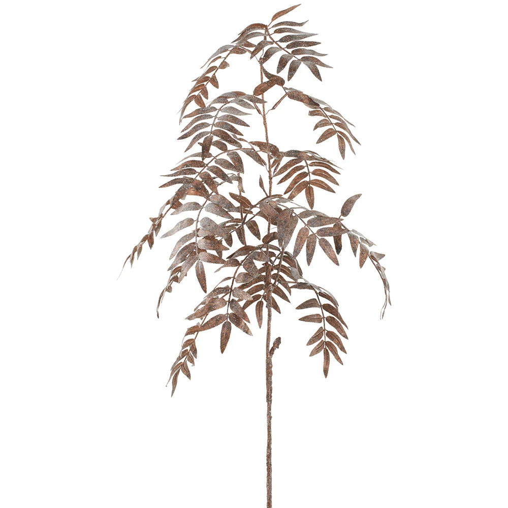 47" Glittered Artificial Honey Locust Leaf Stem -Brown (Pack of 12)