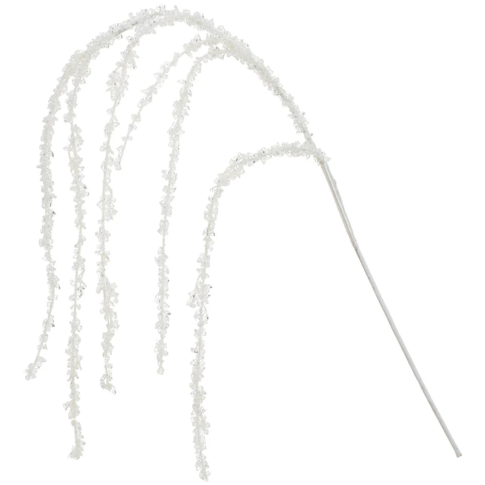 47" Hanging Iced Artificial Stem -Clear/White (Pack of 12)