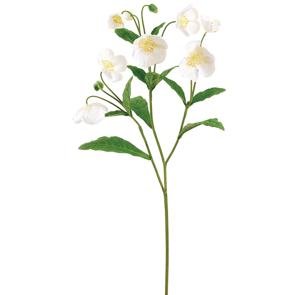 47" Helleborus Silk Flower Stem -White (Pack of 6)