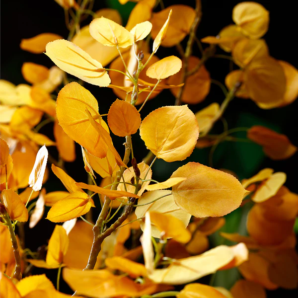 47" Silk Aspen Leaf Stem -Yellow (Pack of 12) - Image 2
