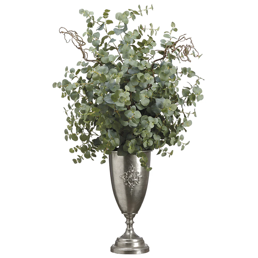 47"Hx29"W Eucalyptus Silk Plant w/Tin Urn -Green