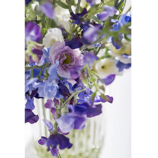 47"Hx39"W Sweet Pea & Ranunculus Silk Flower Arrangement w/Ribbed Glass Vase -Purple/Violet - Image 4