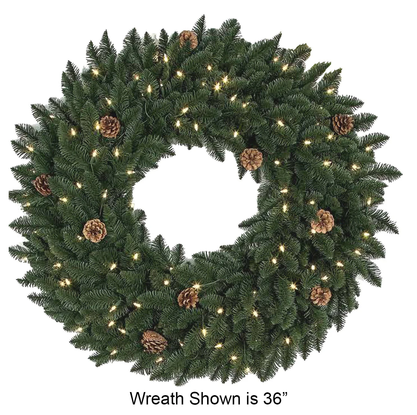 48" Artificial Mixed Grand Fir & Plastic Pinecone Wreath, LED (Twinkle) Pre-Lit -Green