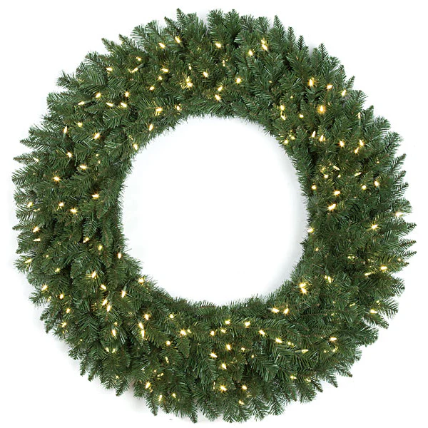 48" Artificial Monroe Pine Wreath, LED Pre-Lit -Green