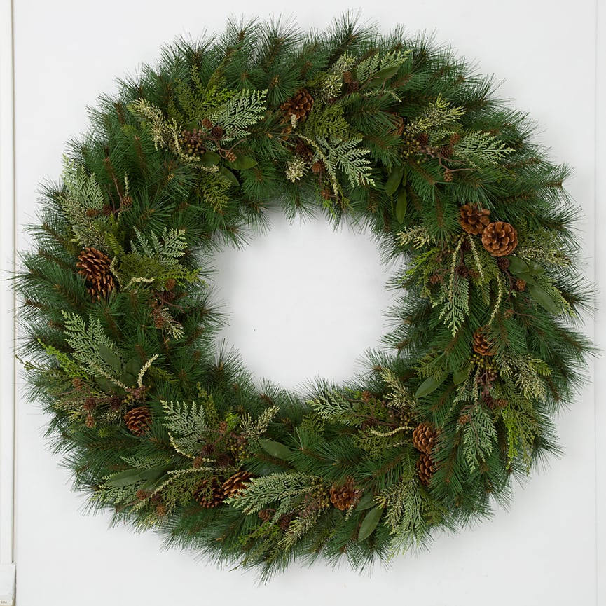 48" Artificial Timbercove Pinecone, Cedar, Juniper & Bay Leaf Wreath -Green/Brown