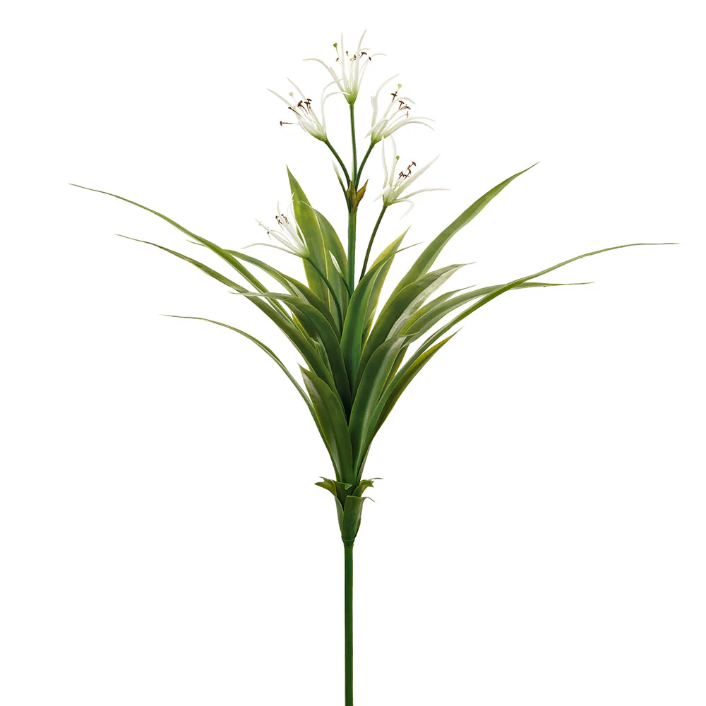 48" Crinum Asiaticum Poison Bulb Artificial Plant Flower Bush -White/Green (Pack of 3)