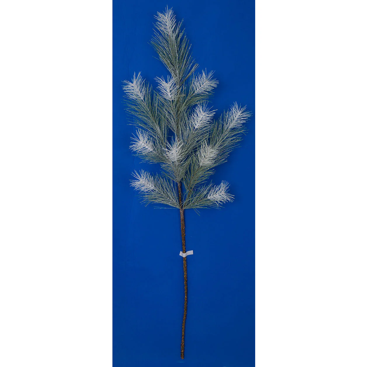 48" Flocked & Glittered Tip Artificial Long Needle Pine Stem -White/Green (Pack of 6)