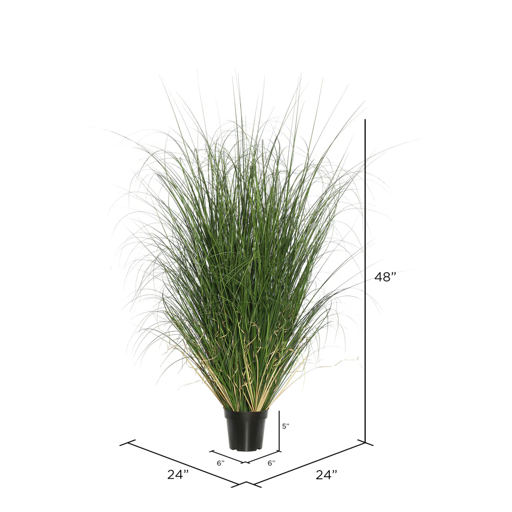 48" IFR PVC Curled Grass Artificial Plant w/Pot -Green - Image 3