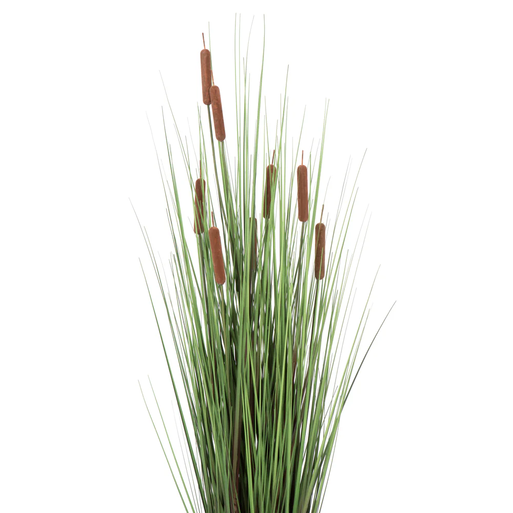 48" IFR PVC Grass & Cattail Artificial Plant w/Pot -Green/Brown - Image 2