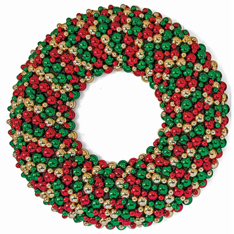 48" Mixed Reflective Plastic Ball Wreath -Mixed Colors