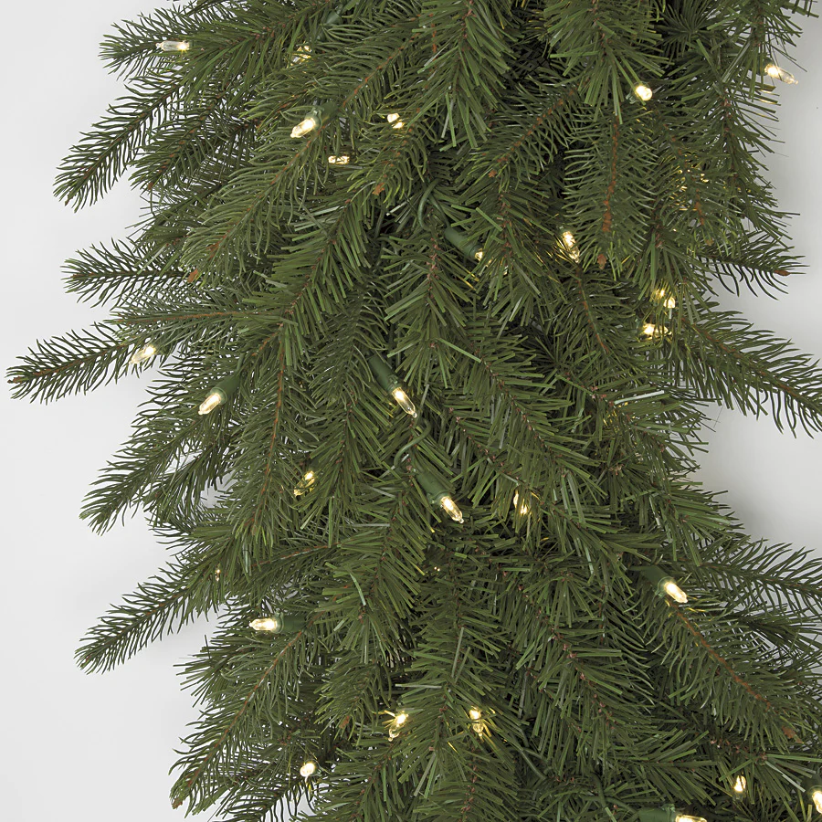 48" PE Artificial Elizabeth Pine Wreath, LED Pre-Lit -Green - Image 2