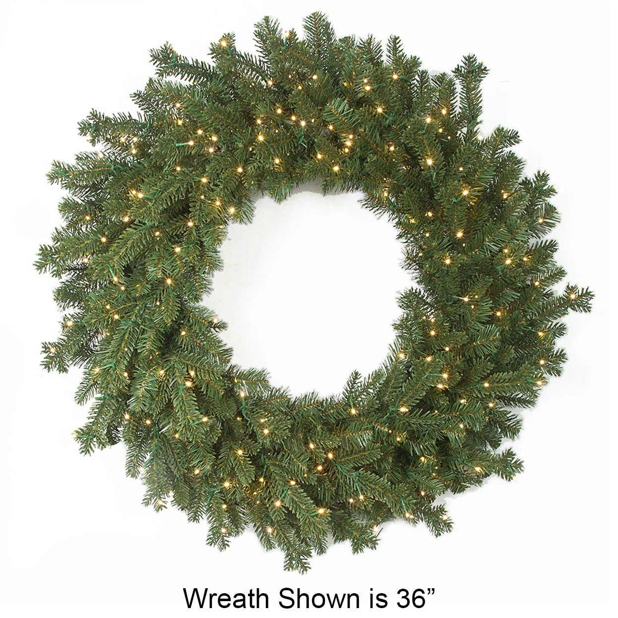 48" PE Artificial Pacific Fir Wreath, Micro LED Pre-Lit -Green