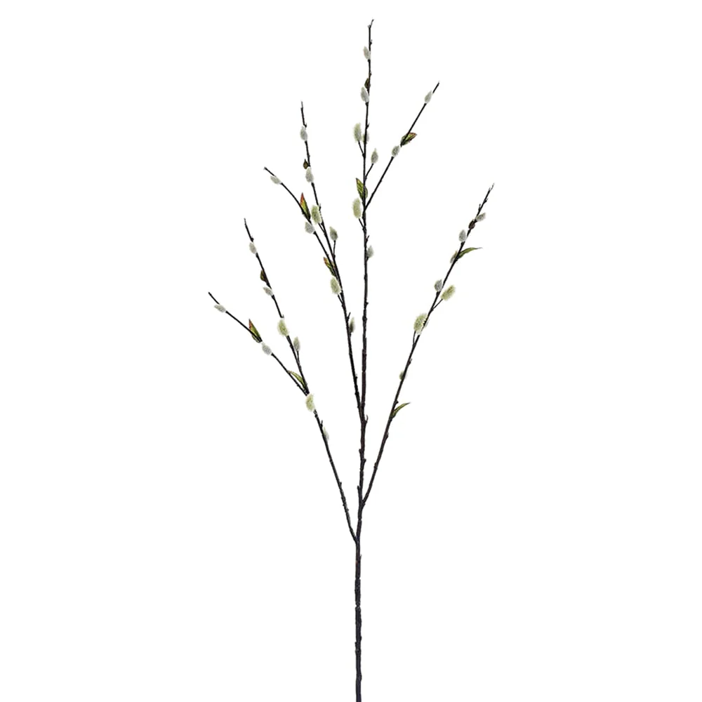 48" Silk Pussy Willow Blossom Flower Spray -Green (Pack of 12)