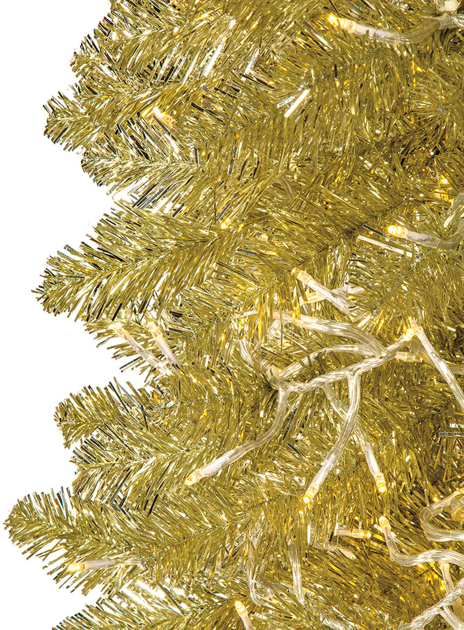 48" Tinsel Sparkling Champagne Artificial Wreath, Micro LED Pre-Lit -Champagne - Image 2