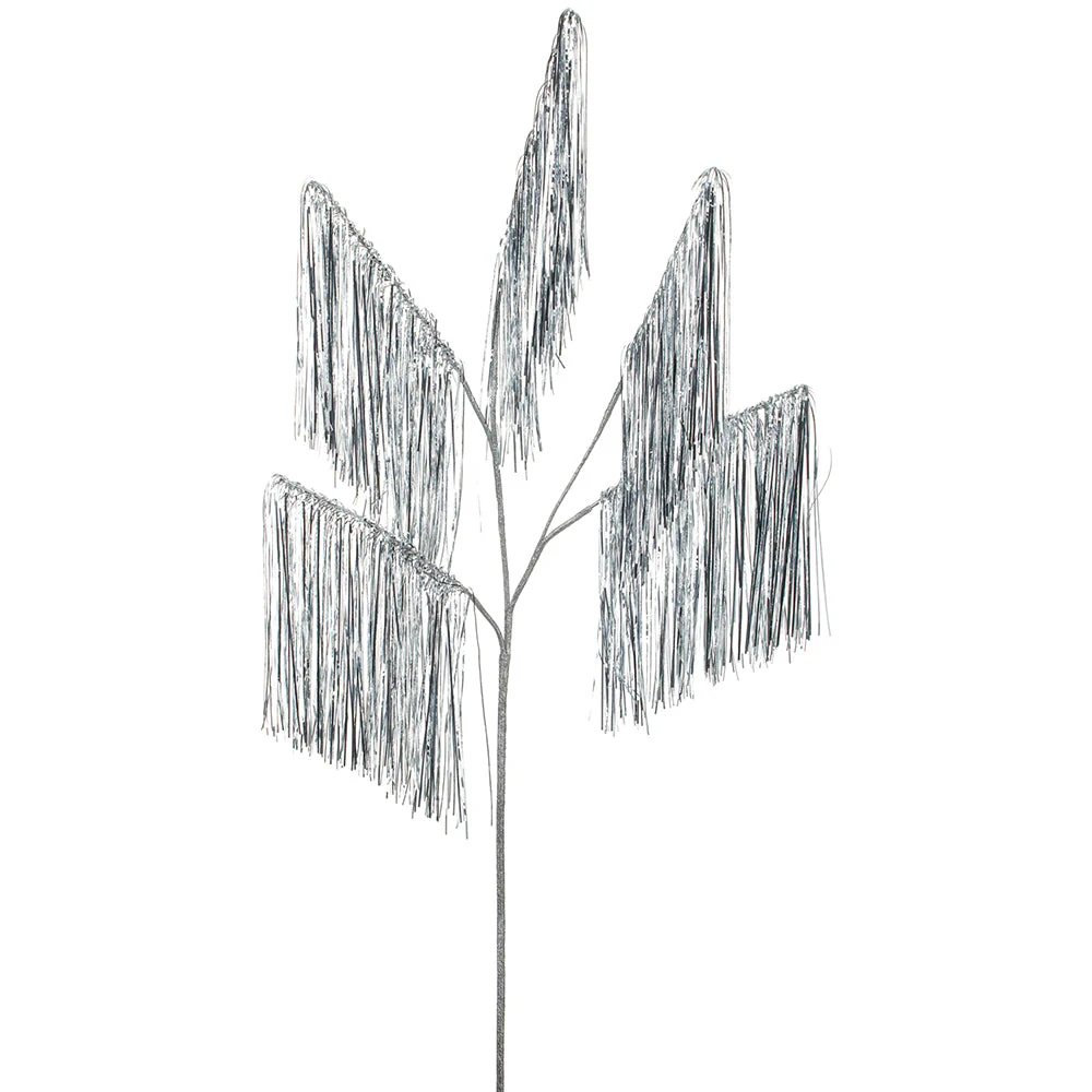 49" Hanging Tinsel Artificial Stem -Silver (Pack of 12)
