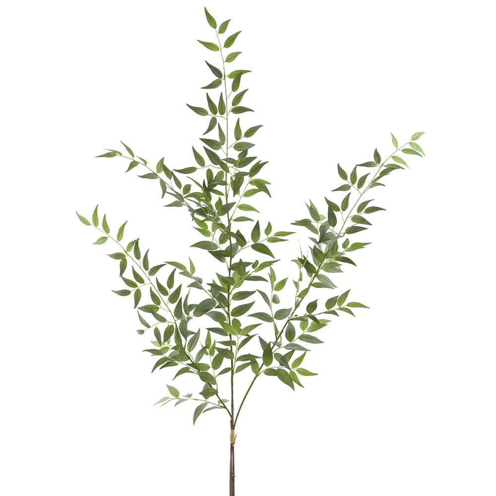 49" Italian Ruscus Leaf Silk Stem Bundle -Green/Gray (Pack of 6)