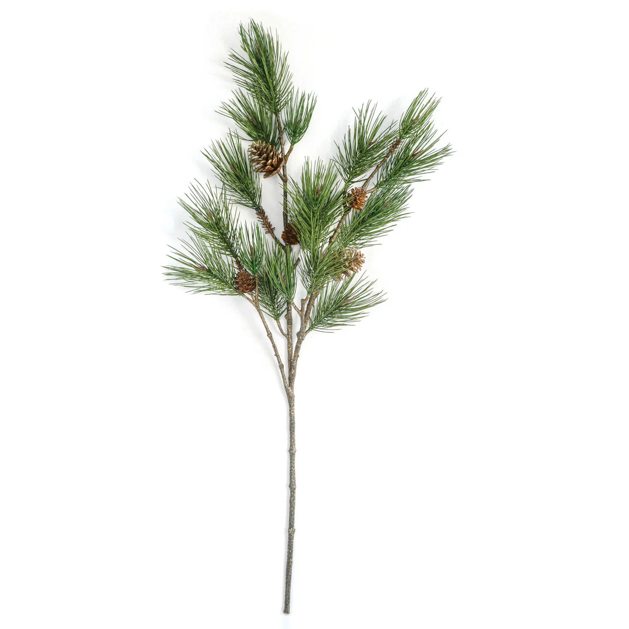 49" PE Pine & Pinecone Artificial Stem -Green/Brown (Pack of 4)