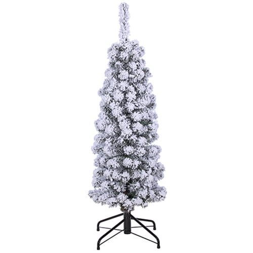 4'Hx15"W Flocked Tower Artificial Christmas Tree, Unlit -Snow