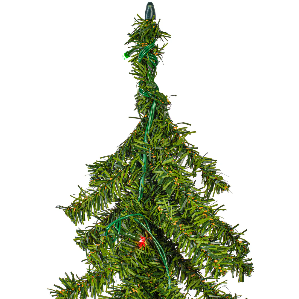 4'Hx25.5"W Natural Trunk Alpine Artificial Christmas Tree, Micro LED Pre-Lit (Multi-Mode) -Green - Image 2