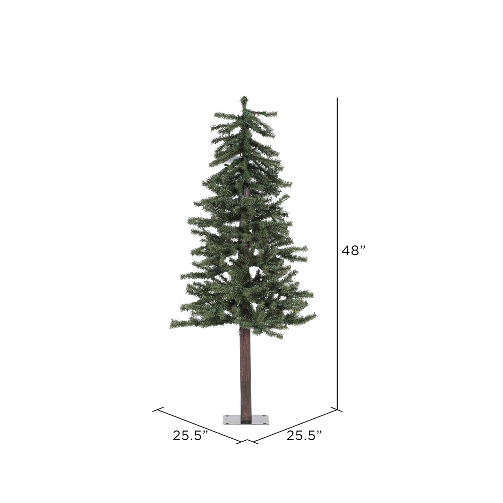 4'Hx25.5"W Natural Trunk Alpine Artificial Christmas Tree, Unlit -Green - Image 3