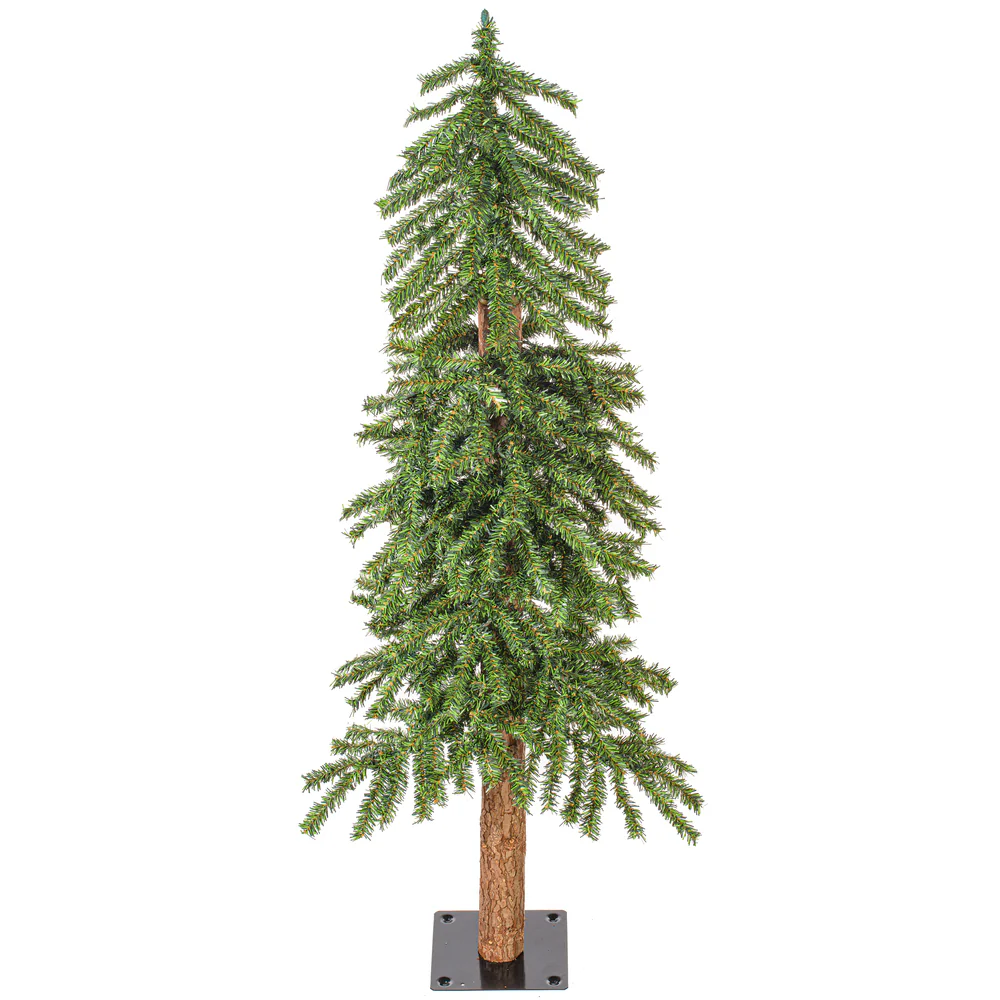 4'Hx25"W Natural Trunk With Bark Alpine Artificial Christmas Tree, Unlit -Green - Image 4
