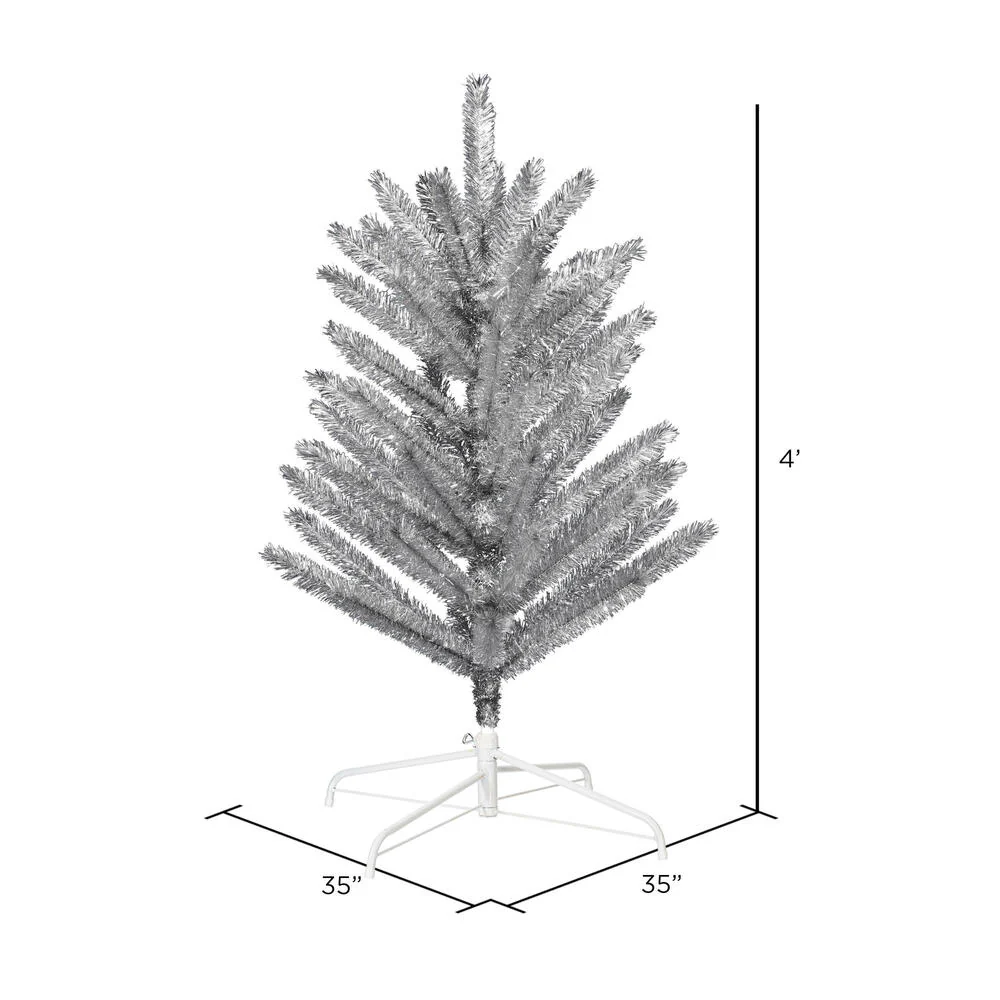 4'Hx35"W Vintage Aluminum Pine Artificial Christmas Tree, Unlit -Silver - Image 3