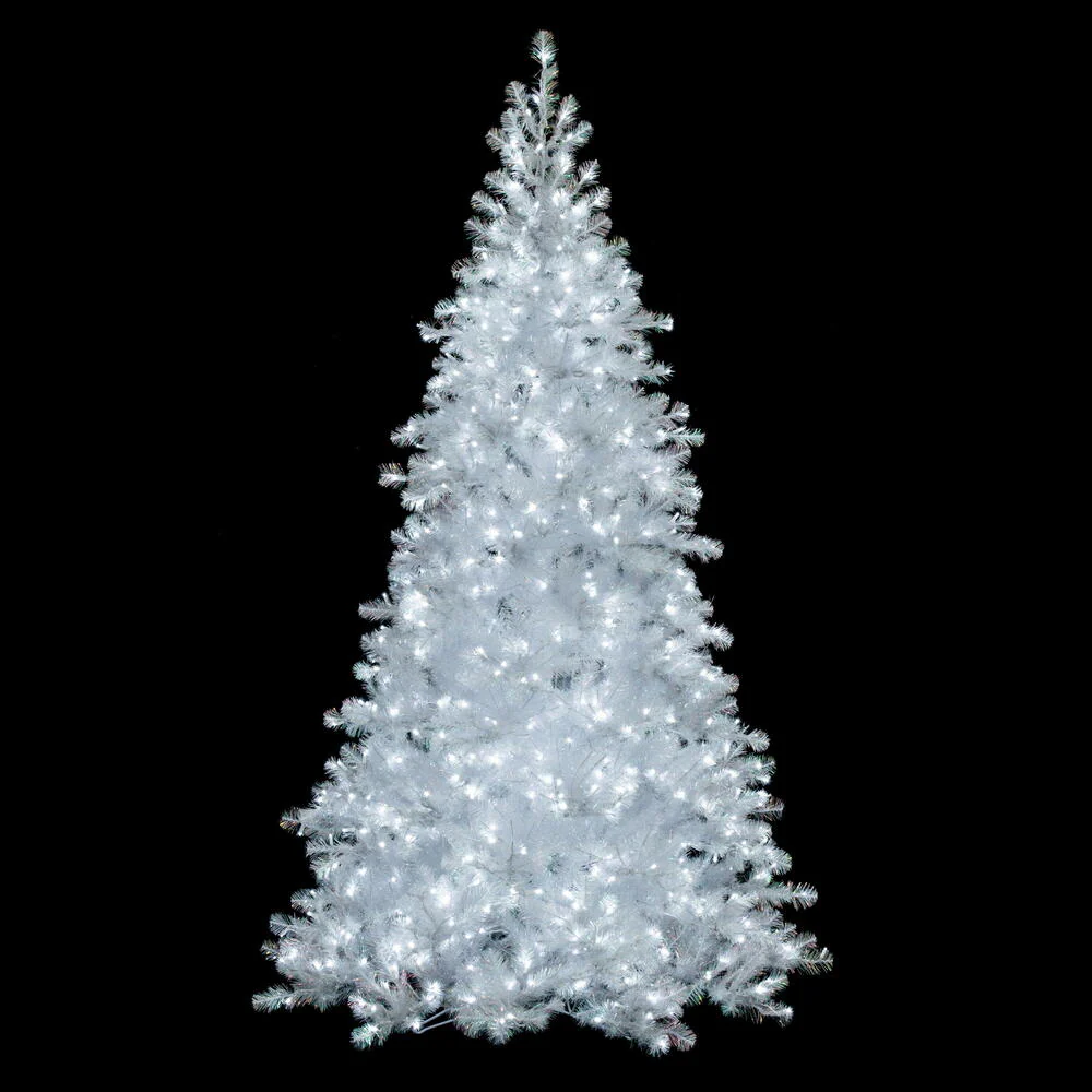 4'Hx76"W Iridescent Spruce Artificial Christmas Tree, LED Pre-Lit (Cool White) -White