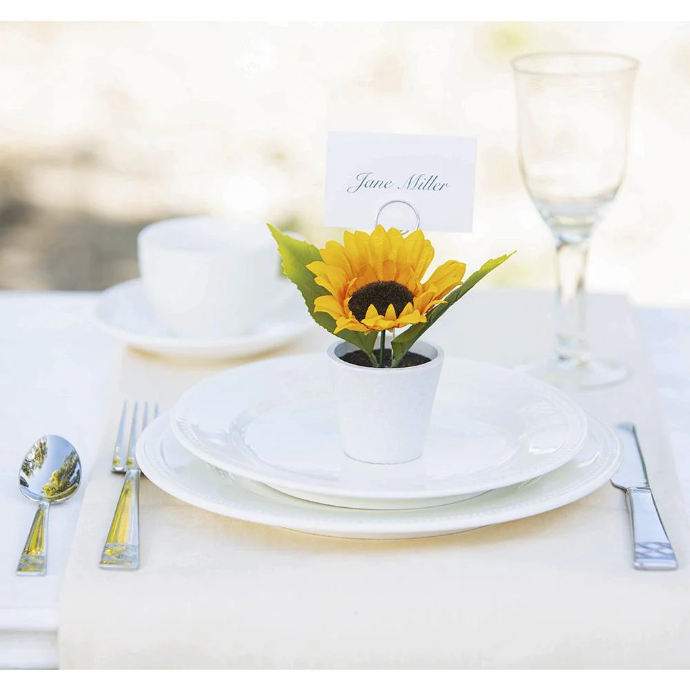 5.25" Sunflower Silk Flower Arrangement w/Paper Pot & Card Holder -Yellow (Pack of 6) - Image 3