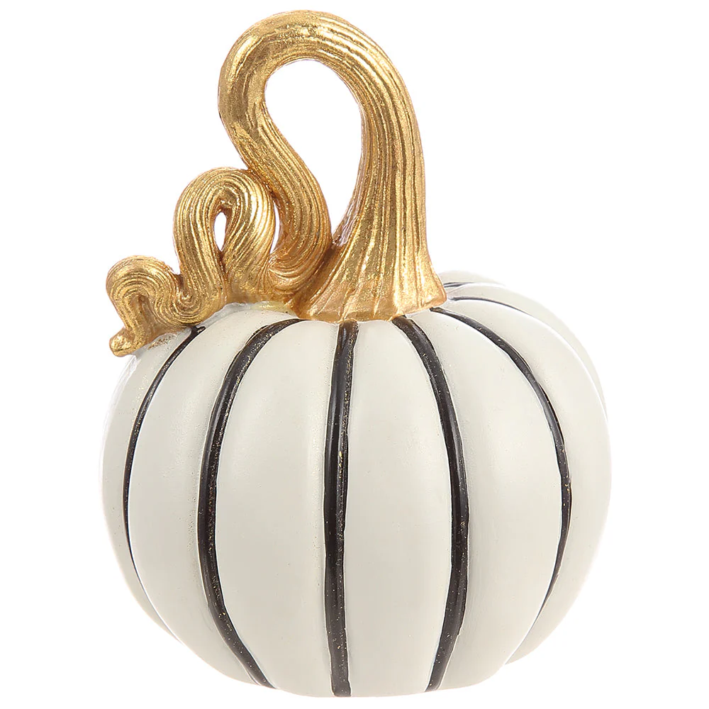 5.5" Artificial Halloween Pumpkin -White/Black (Pack of 4)