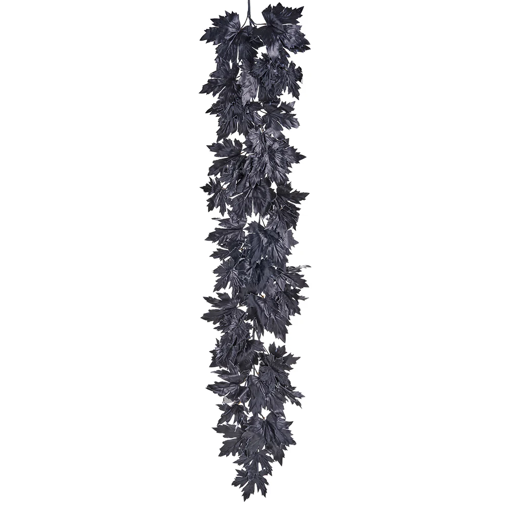 5' Artificial Maple Leaf Garland -Black (Pack of 4)