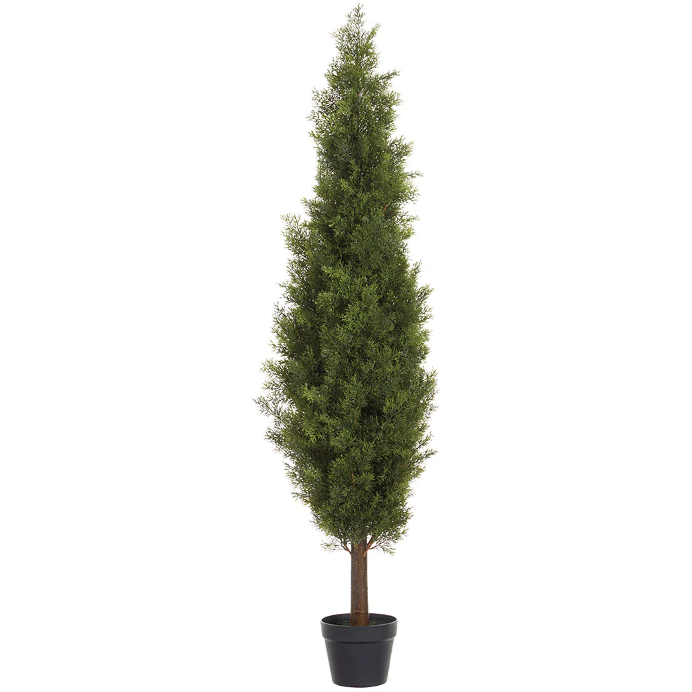 5' Cypress Cone-Shaped Artificial Topiary Tree w/Pot -Green (Pack of 2)