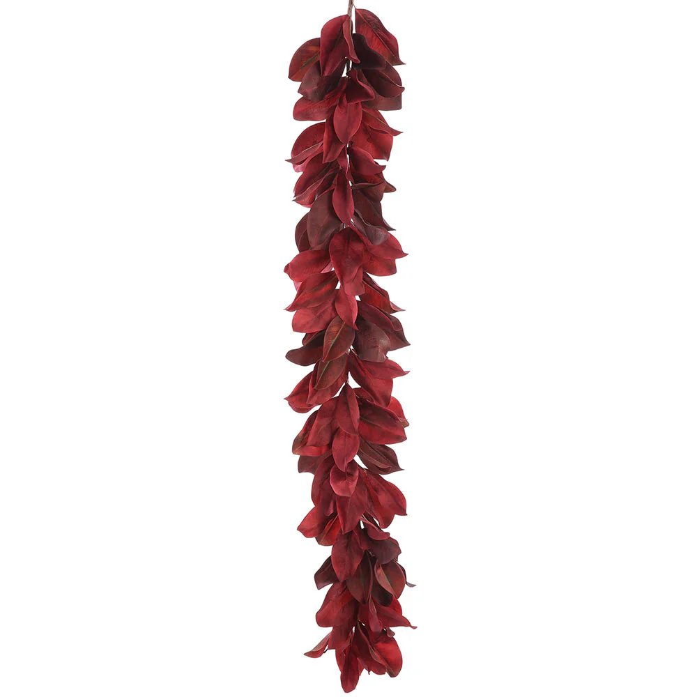 5' Magnolia Leaf Artificial Garland -Red/Burgundy (Pack of 6)