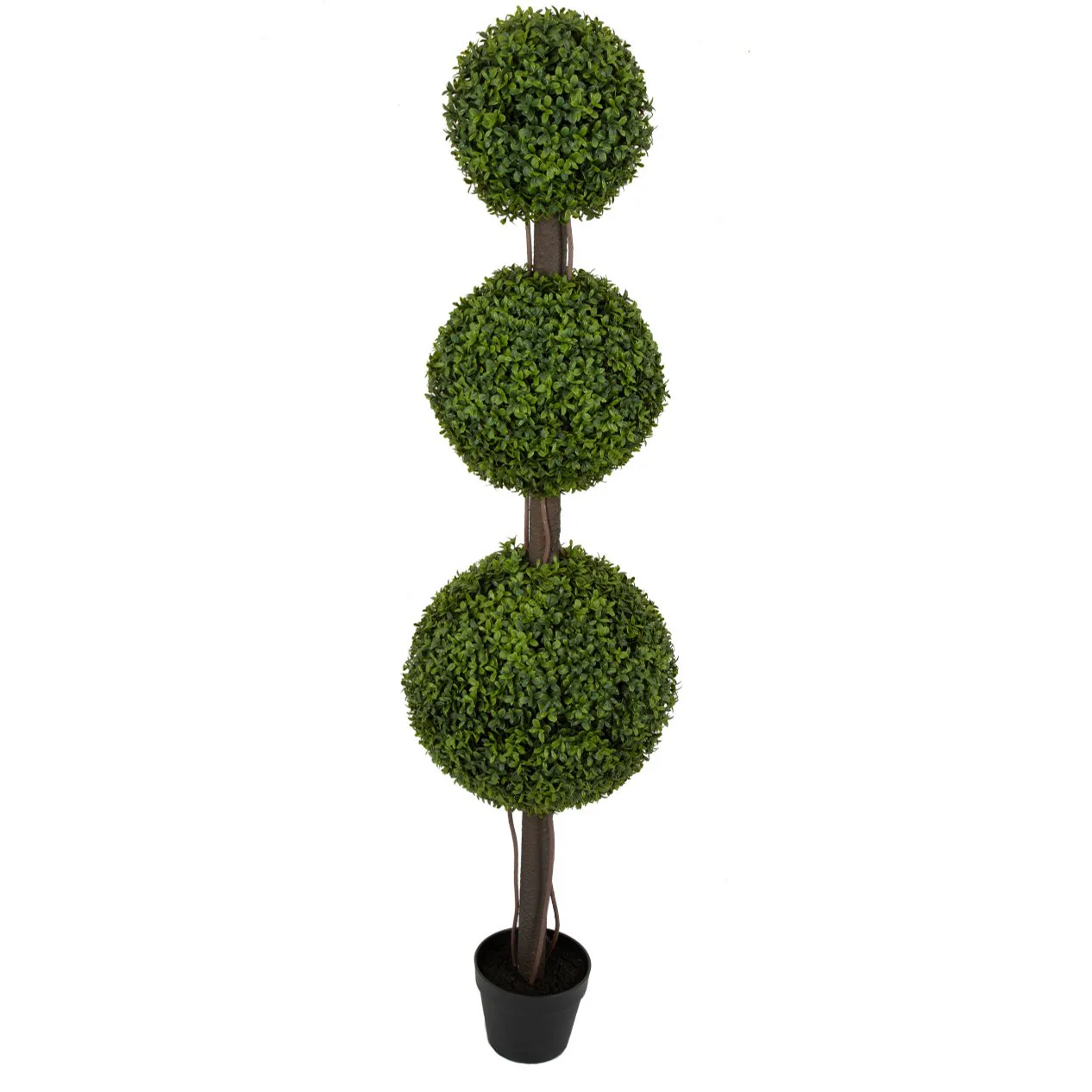 5' Outdoor UV-Proof Artificial English Boxwood Triple Ball-Shaped Artificial Topiary Tree w/Pot -2 Tone Green