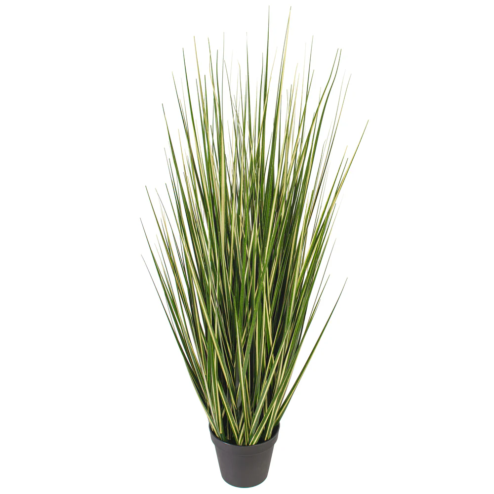 5' Outdoor UV-Resistant Artificial Evergold Grass Plant w/Pot -Green/Cream - Image 3