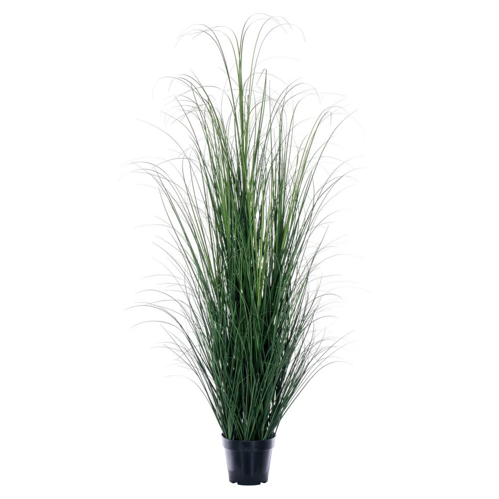5' Outdoor UV-Resistant Artificial Tufted Hair Grass Plant w/Pot -Green