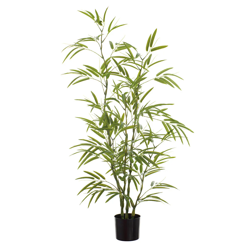 5' Outdoor UV-Resistant Faux Bamboo Tree w/Pot -Green (Pack of 2)