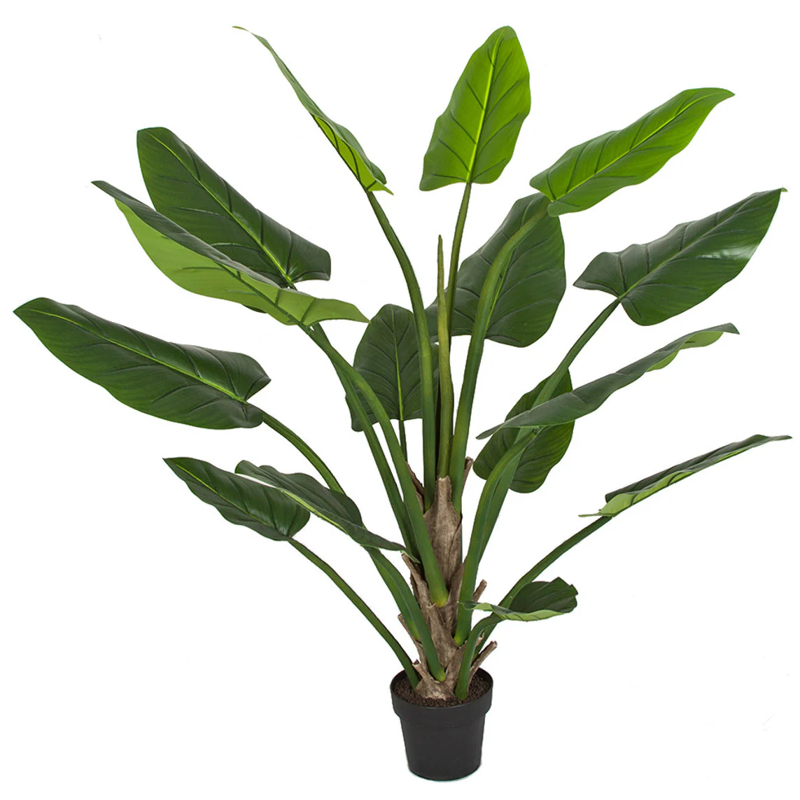 5' Philodendron Leaf Silk Plant w/Plastic Pot -Green