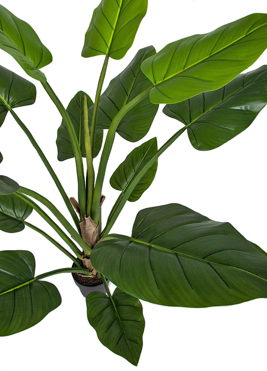 5' Philodendron Leaf Silk Plant w/Plastic Pot -Green - Image 2